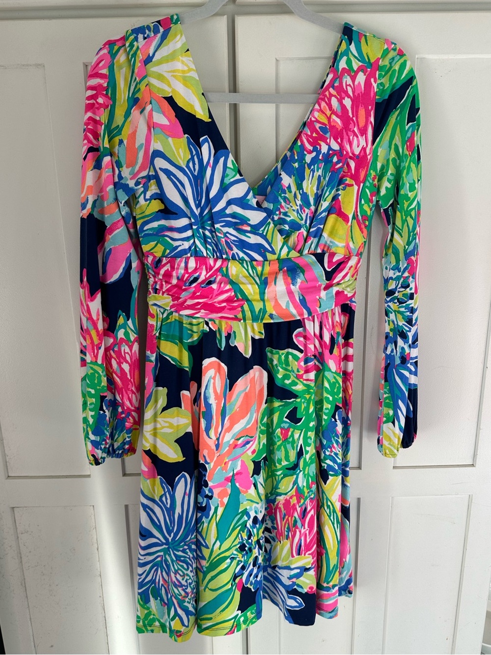 Lilly Pulitzer Long Sleeve Surplice Cinch Waist Floral Dress Small
